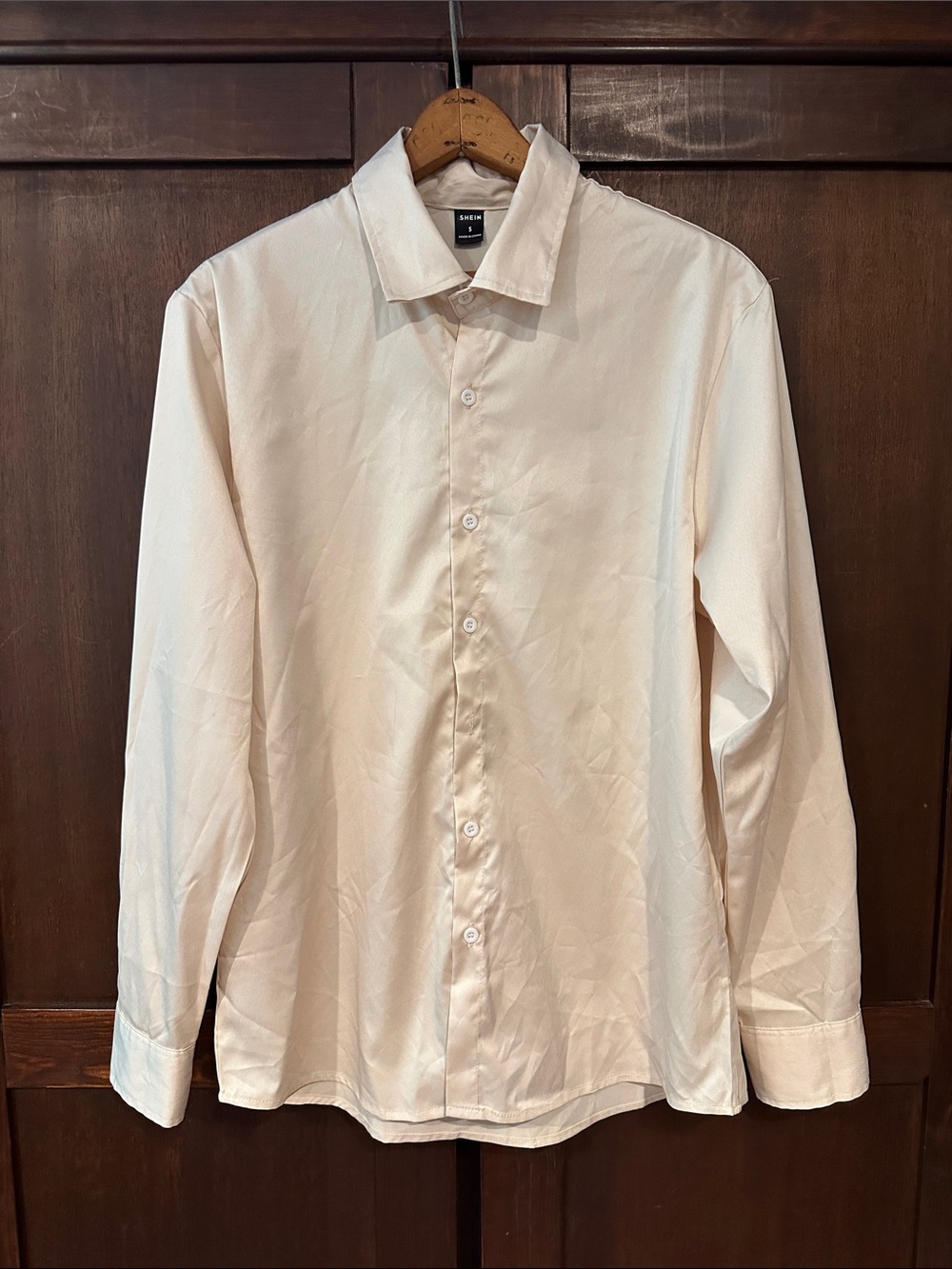 SHEIN • women’s satin look button down shirt • blouse • top